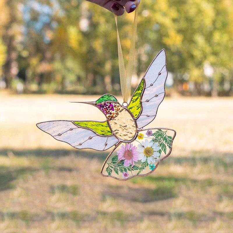 

Красочные акриловые колибри витражи оконные подвесные украшения для дверей подходят для окон, веранд, стен дома, декора комнаты зелёный