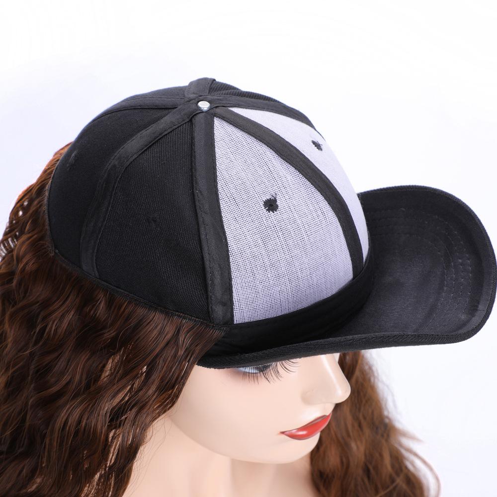 Hair Wig With Baseball Cap Straight&Wave Curly Hair Women Girl's Wigs