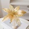 Feiertagsdekoration-Set mit 6 glitzernden Weihnachtsstern-Ornamenten mit Stäben für Weihnachtsbäume und saisonale Auslagen