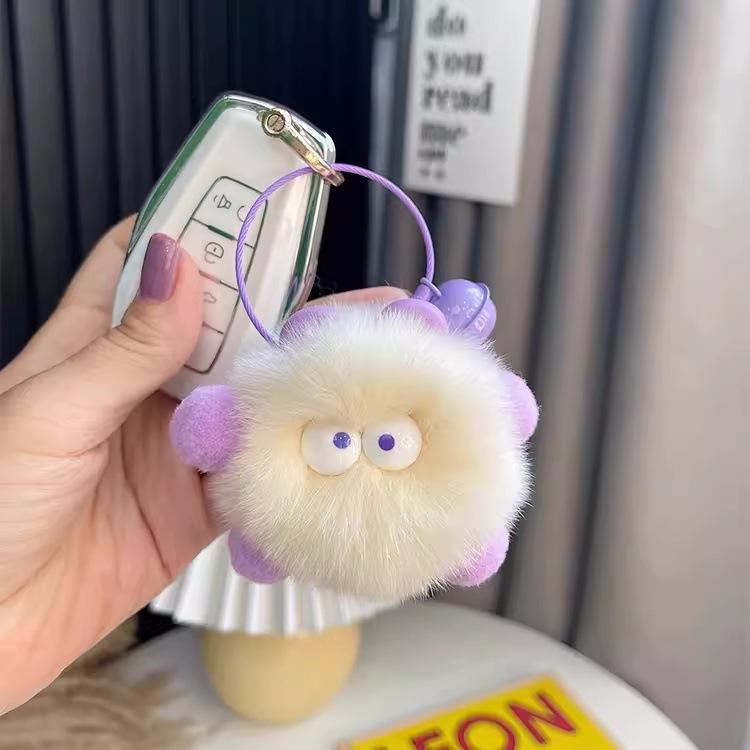 Imitation Rex Rabbit Fur Keychain Plush Pendant Trinkets Plush Briquettes Bag Car Pendant Key Chain