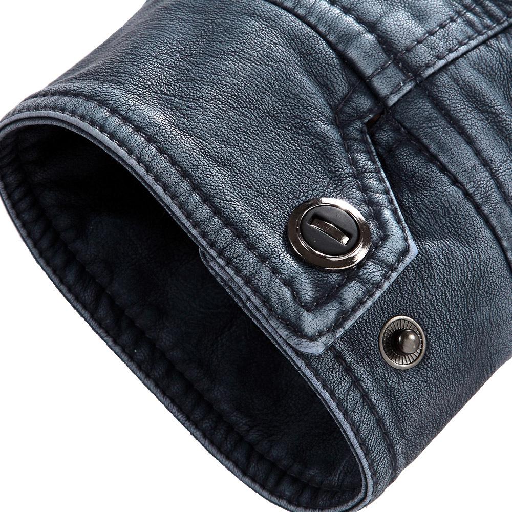 Chaqueta Retro de Cuero PU para Hombre con Forro Polar: Estilo Lavado Otoño/Invierno