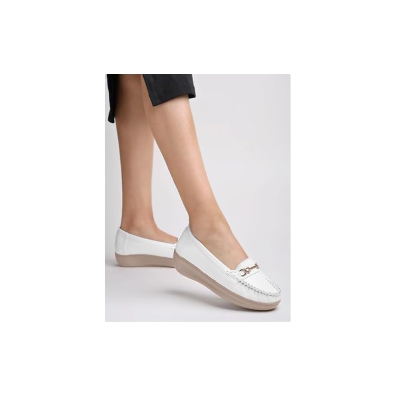 Shoetopia Women S Flat Loafers White 8 UK белый