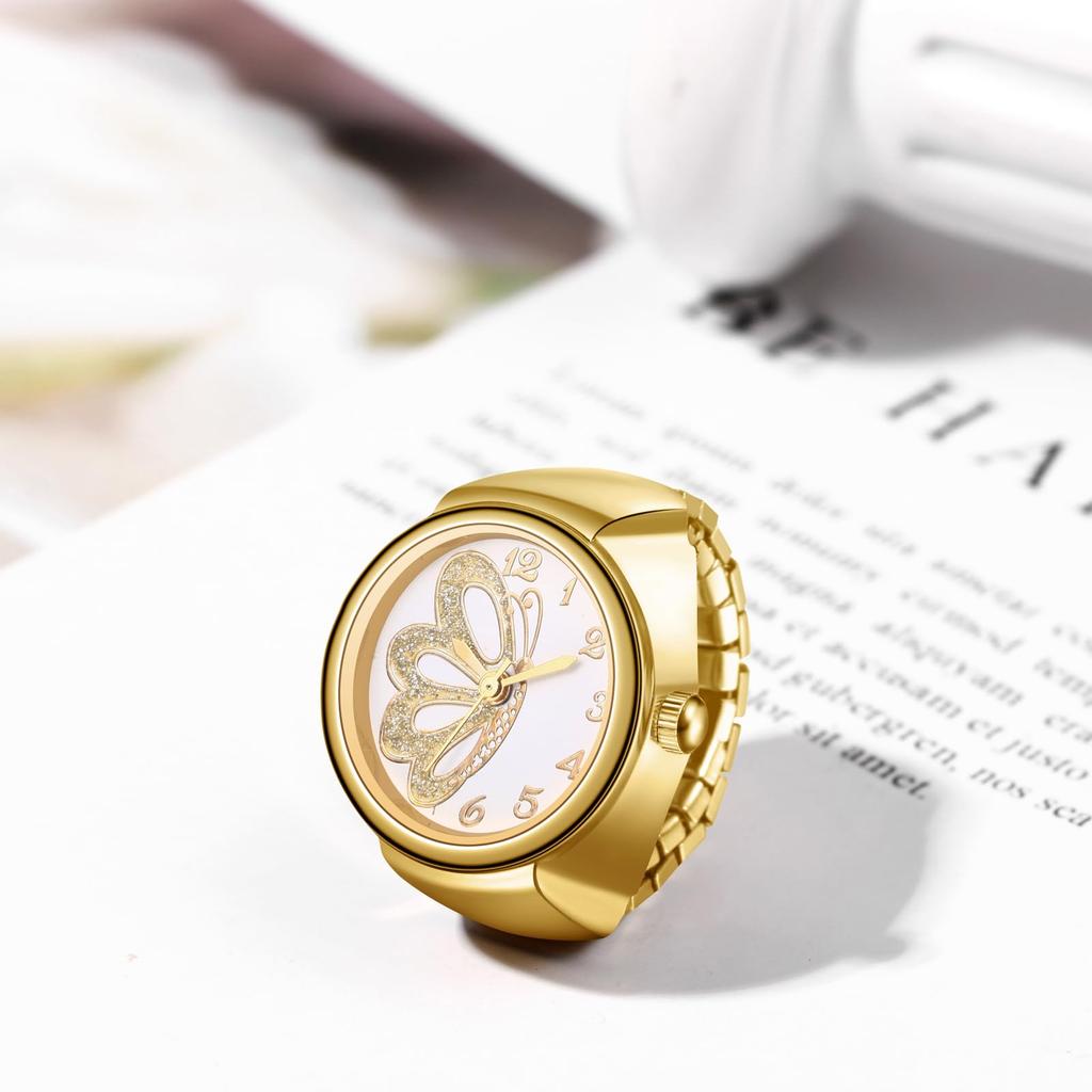 Stylish Women's Ring Watch, One Size Fits Most: Stainless Steel Analog Quartz Watch, Fashion Accessory - Perfect Gift for Birthdays, Christmas,