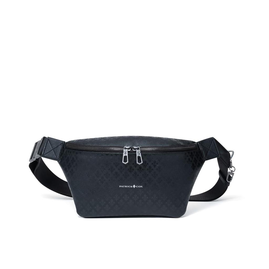 BLACK KINGS Unisex Body Bag with a PVC (Horizontal) Fleur-de-lis design, Monogram, Compact, Water-Repellent,