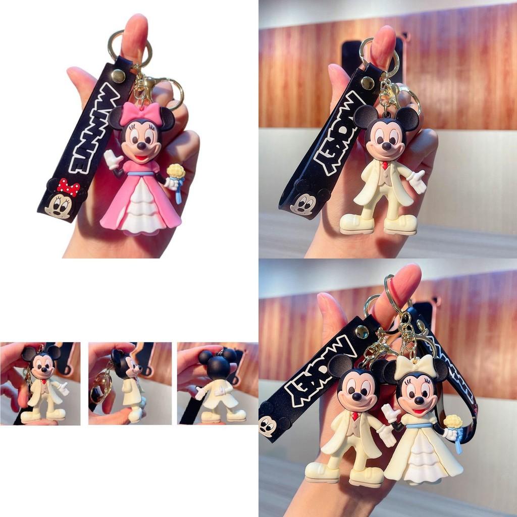 Cute Pvc Mickey Minnie Wedding Keychain Bag Pendant Car Key Chain Small Gift Wholesale