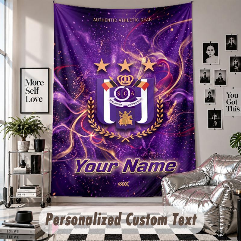 Custom Tapestry Wall Hanging, Anderlecht FC Personalized Name Text Home Wall Decor