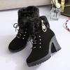 Wildleder Damenstiefel Winter Casual High Heels Schuhe für Damen Neu Kurzes Plüsch High Platform Stiefeletten Vielseitige Kurze Botas Mujer