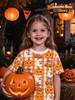 Kids Halloween Girls T-Shirt Pink Leopard Print Ghost Pumpkin Spider Bat Graphic Tee Short Sleeve Casual Top for Halloween Party