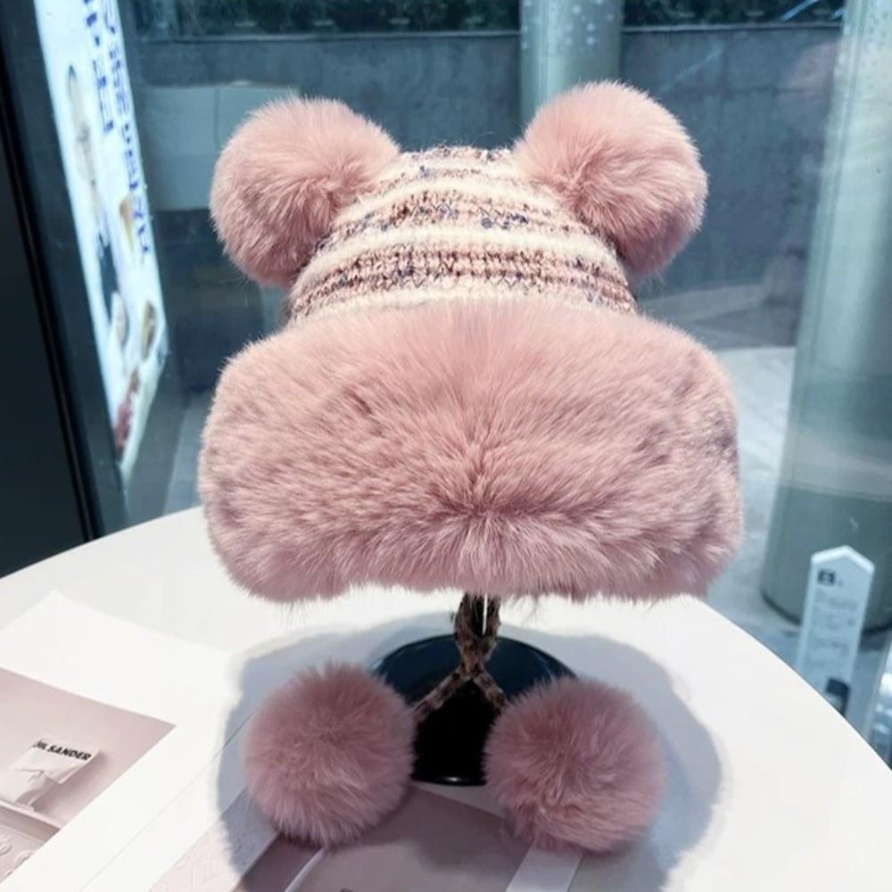 Anti-Cold Ear Protection Hat Fleece Lined Beanies Cap Soft Knitted Hat  Winter
