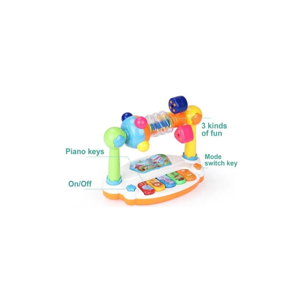Children Baby Rotating Music Piano with Light Sound Educational Toy