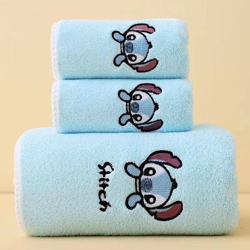 Strawberry Bear Cartoon Coral Fleece Bath Towel Set: Thick, Embroidered & Absorbent.
