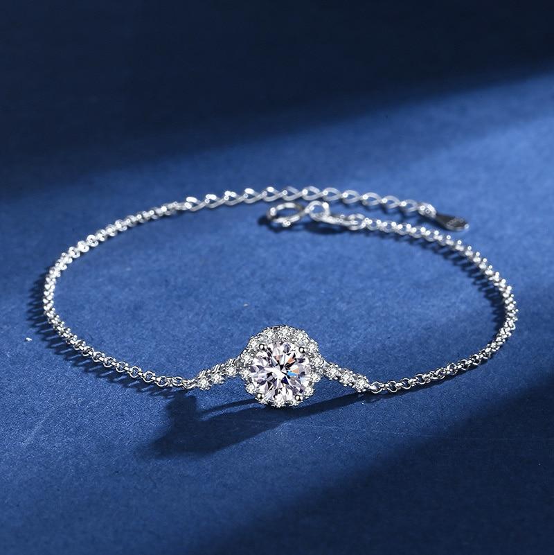 Bague Ringen S925 Sterling Silver Full Star Double Row Drill D Color Mossan Stone Bracelet Female Niche 1 Carat Mossan Diamond