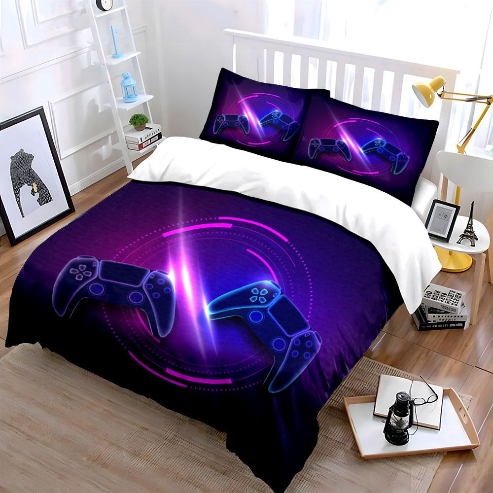 Game controllers and neon. Bedding sets Duvet cover sets Duvet covers Pillowcases(1*Duvet Cover 2*Pillowcases without duvet insert)