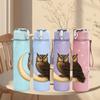 1PC Crescent Moon Owl Print 750ml Color Plastic Sports Water Bottle Leakproof Flip Straw Lid Suitable for Sports Office Home Use