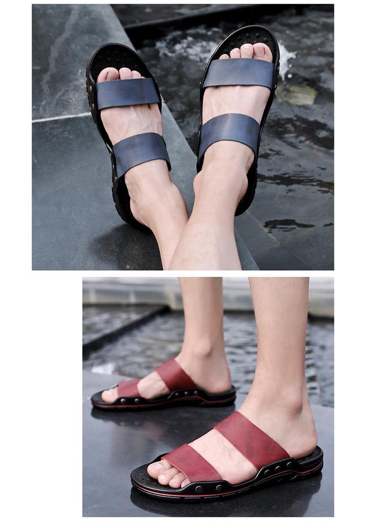 Men's Oversized Genuine Leather Non-slip Beach Sandals