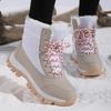 Women's 2024 Winter Outdoor Snow Boots: New Plus Velvet, Cotton, Large Size, Front Zipper