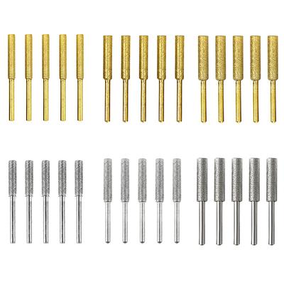 5PCS Diamond Coated Cylinder Head Grinding Burr Drill Bit 4/4.8/5.5mm Grinding Bit Rotary Burr Set for Polishing Engraving