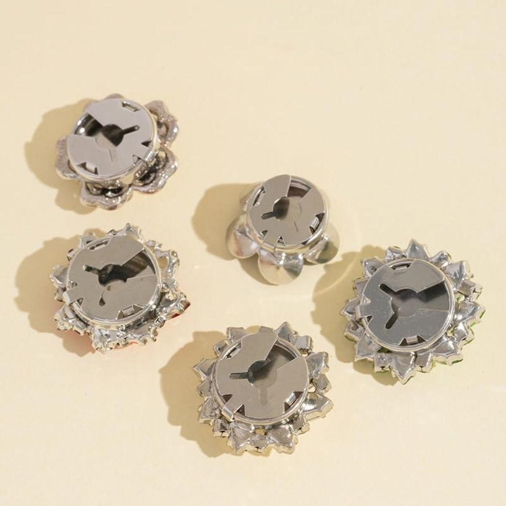 Alloy Button Covers Set Rhinestone Flower Cufflinksble Cufflinks Button Cover  for Men Women