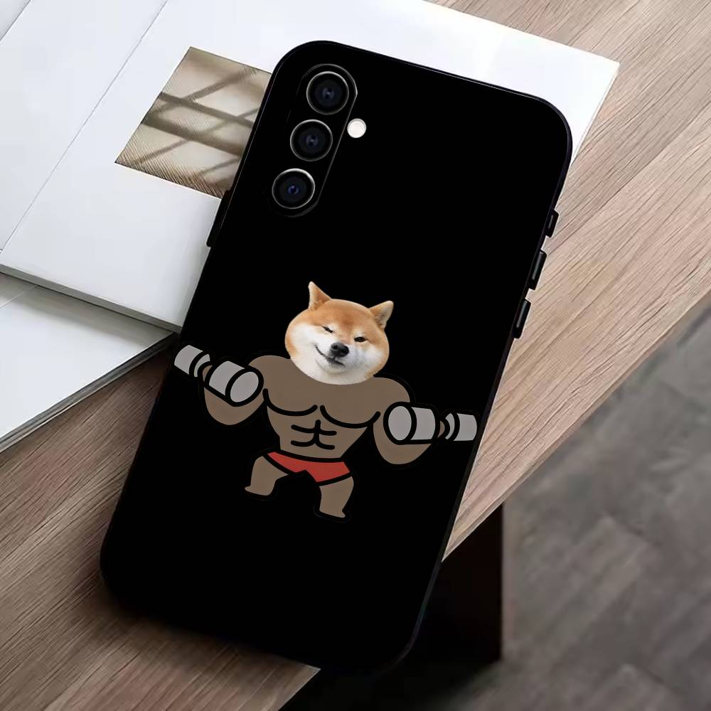 

Cartoon Muscle Animals Phone Case Black Silicone Soft For Samsung Galaxy A73,A72,A71,A70,A53,A52,A51 Samsung a51 4g