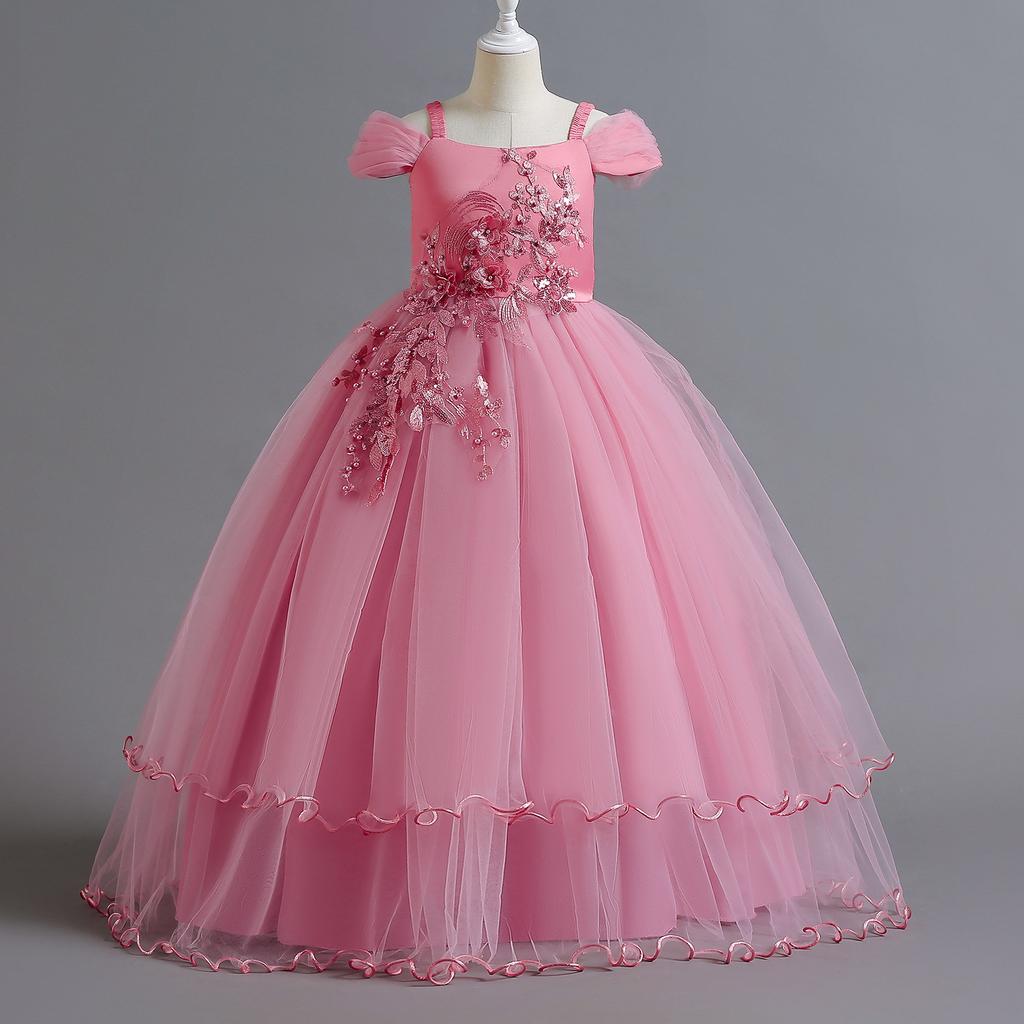 Vestido de Verano para Niñas Bordado Vestido de Princesa para Dama de Honor Niños para Niñas Fiesta Infantil Vestido de Boda
