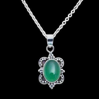 Green Onyx Necklace, Handmade Jewelry, Women Necklace, Designer Necklace, Silver Chain, Gift For Her, Wedding Gift