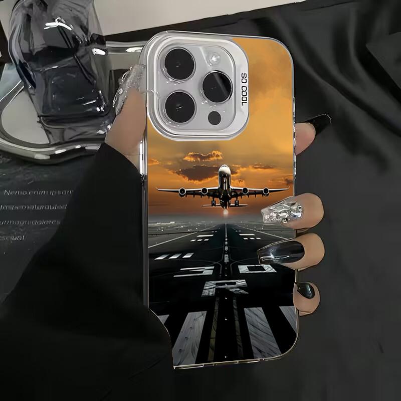 Cool aircraft runway take-off Phone case iPhone 15 Pro Max 11 12 13 16 14 Plus Silicone Shockproof Case Lens protector shell