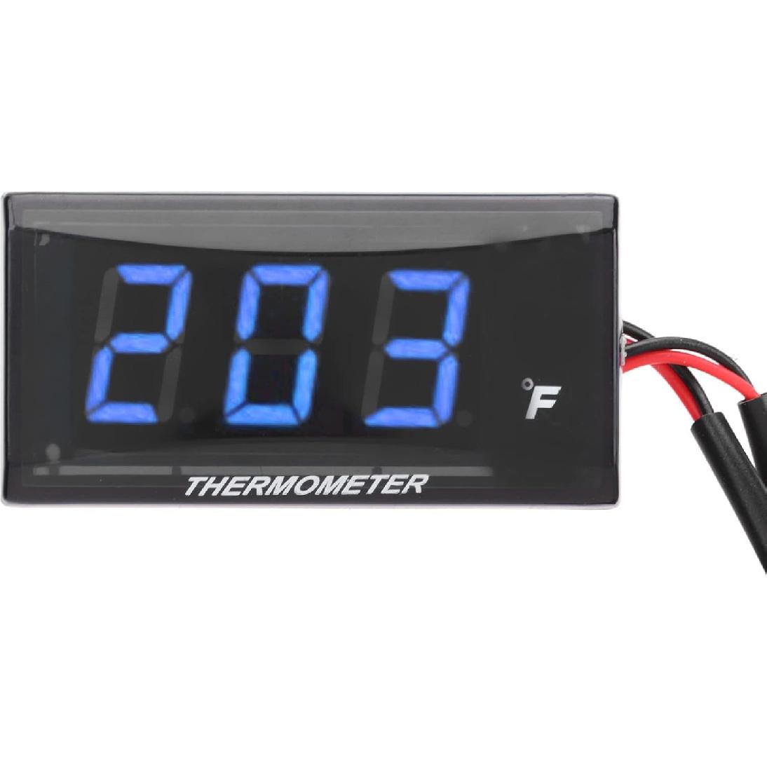 Motorbike Water Temperature Gauge Motorcycle Digital LCD Gauge Ultra Thin DC 12V 18mm Sensor Adapter Universal Fit for Most Motorbikes (Blue) синий