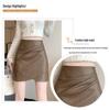 Women's A-Line Plus Size High Waist PU Leather Skirt – Korean Style, Irregular Hem, Anti-Exposure, Hip-Hugging for Autumn