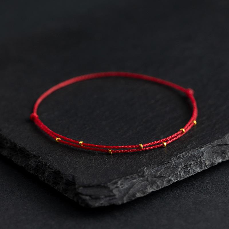 Handgemaakte Kralenarmband Rode Koord Verstelbaar Transfer Gelukskralen Eenvoudige Stijl Vriendschapsarmband Fijn Sieraden Cadeau