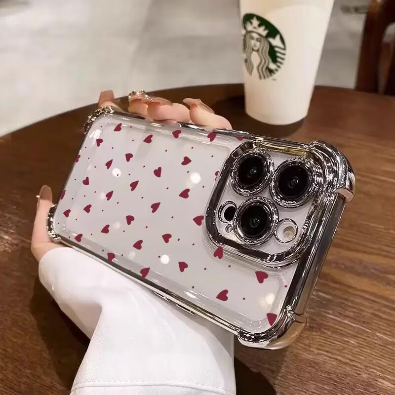 Case For Redmi Note 15 4G Pro 5G Plus 14 13 Pro 5G 12 PRO Plating Little Love Heart Soft Cute Shockproof Transparent Cover