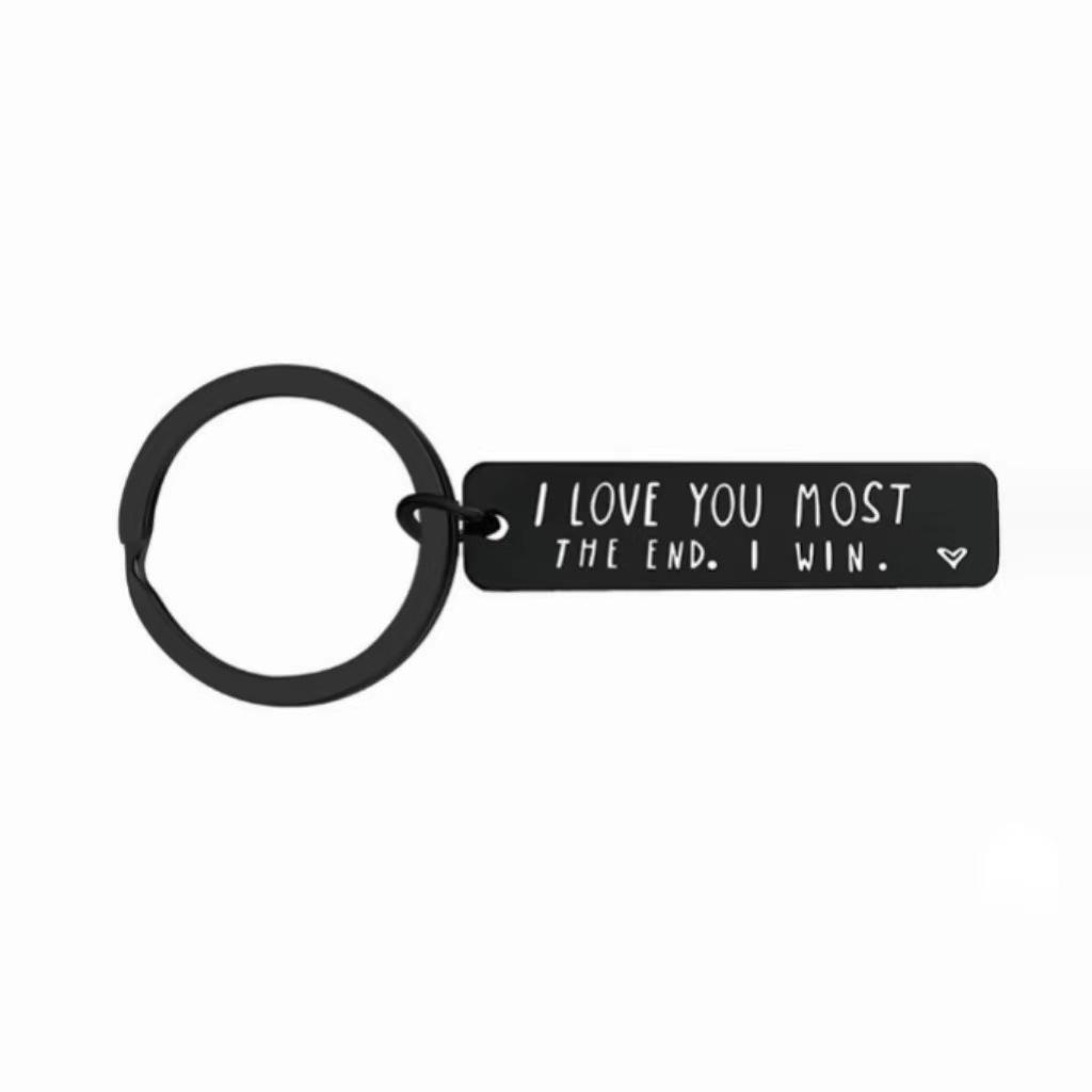 Stainless Steel 'I LOVE YOU MORE' Keychain Pendant - Valentine's Day Gift