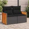 VidaXL Garden Sofa with Cushions 2-Seater, Seat with Backrest, Patio Furniture Backyard Terrace Outdoor, Black 365995