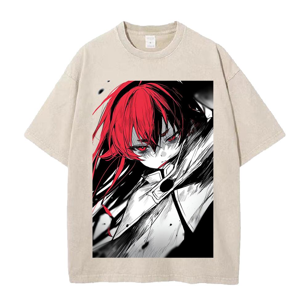 Mushoku Tensei Eris Cool Printed Tee Men Women Washed T-shirts Oversized Cotton T Shirt Short Sleeve Clothing Harajuku Tshirt