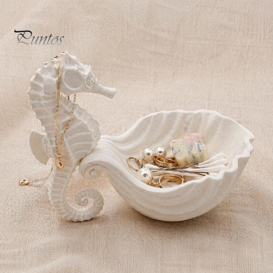 Creative Gifts for Jewelry Lovers 3D Printed Seahorse Shell Tray Rings Necklaces Bracelets, Ocean Inspired Room Decor Style Desktop Organizer,