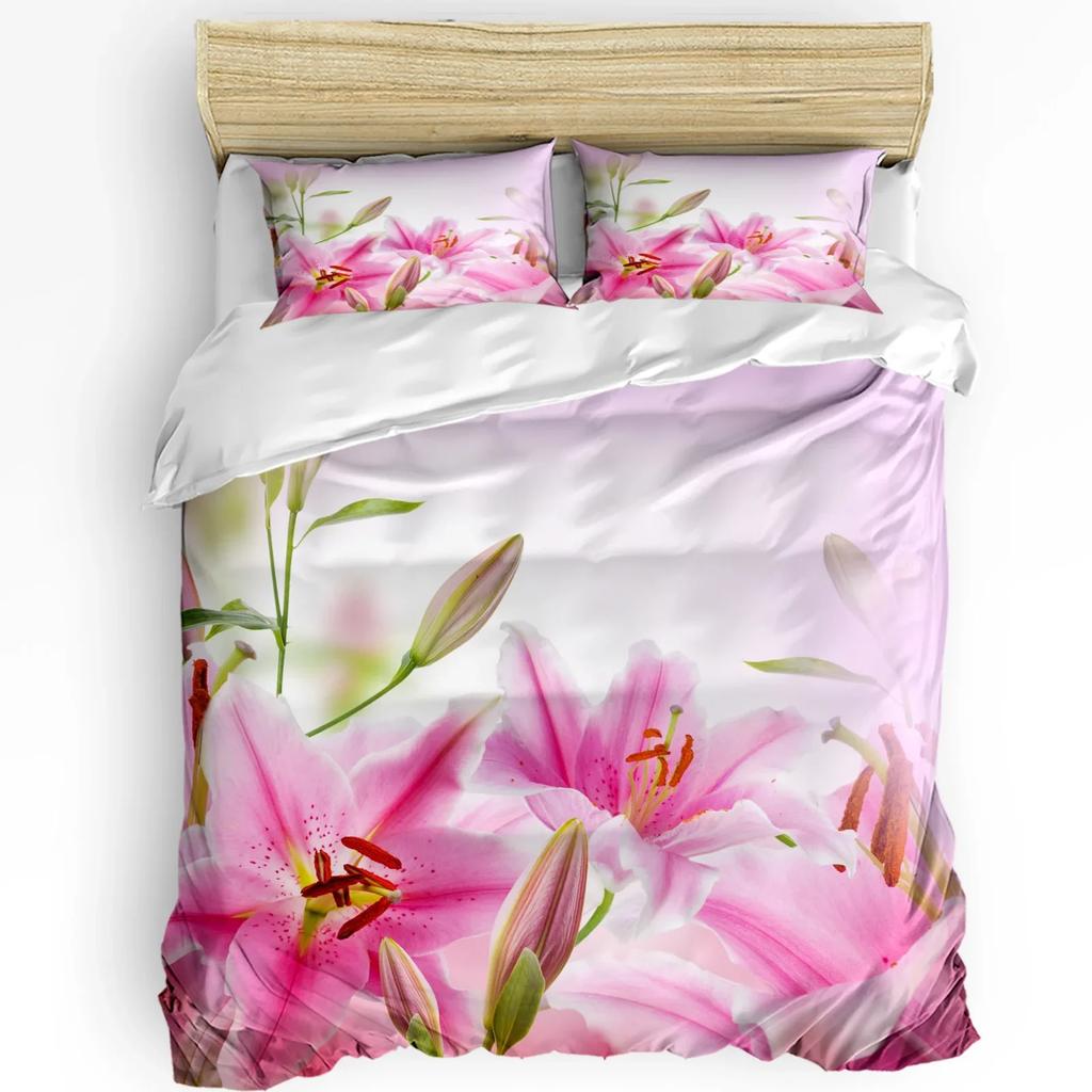 Rosa Blume Kirschblüten Weiß Bettbezug Mit Kissenbezug Kundenspezifisches 3-teiliges Bettwäscheset Steppdeckenbezug Doppelbett Heimtextil
