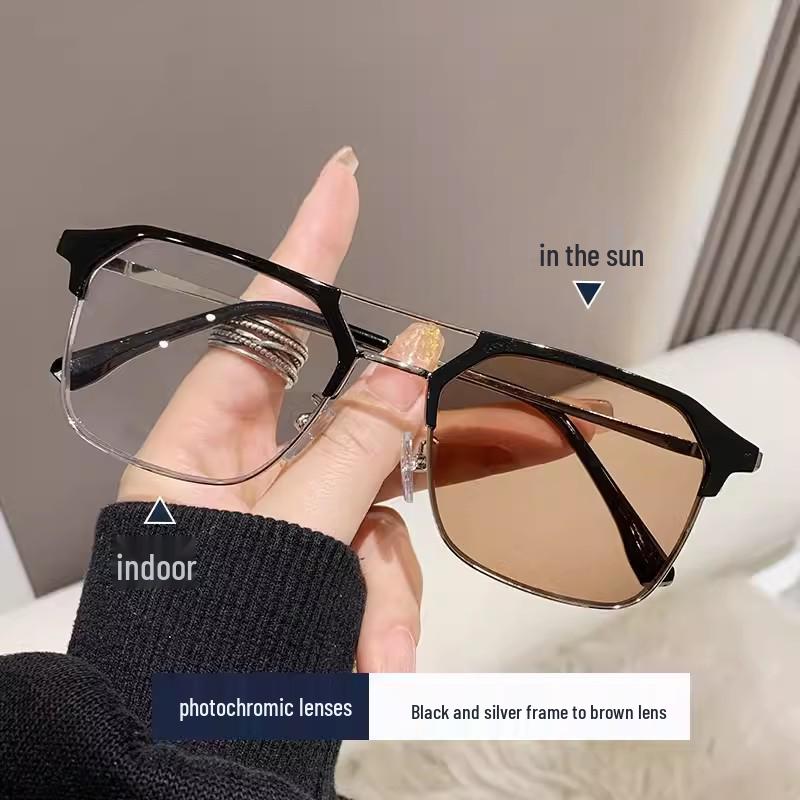 

Мужские ретро фотохромные очки для близорукости с двойной переносицей и защитой от синего света