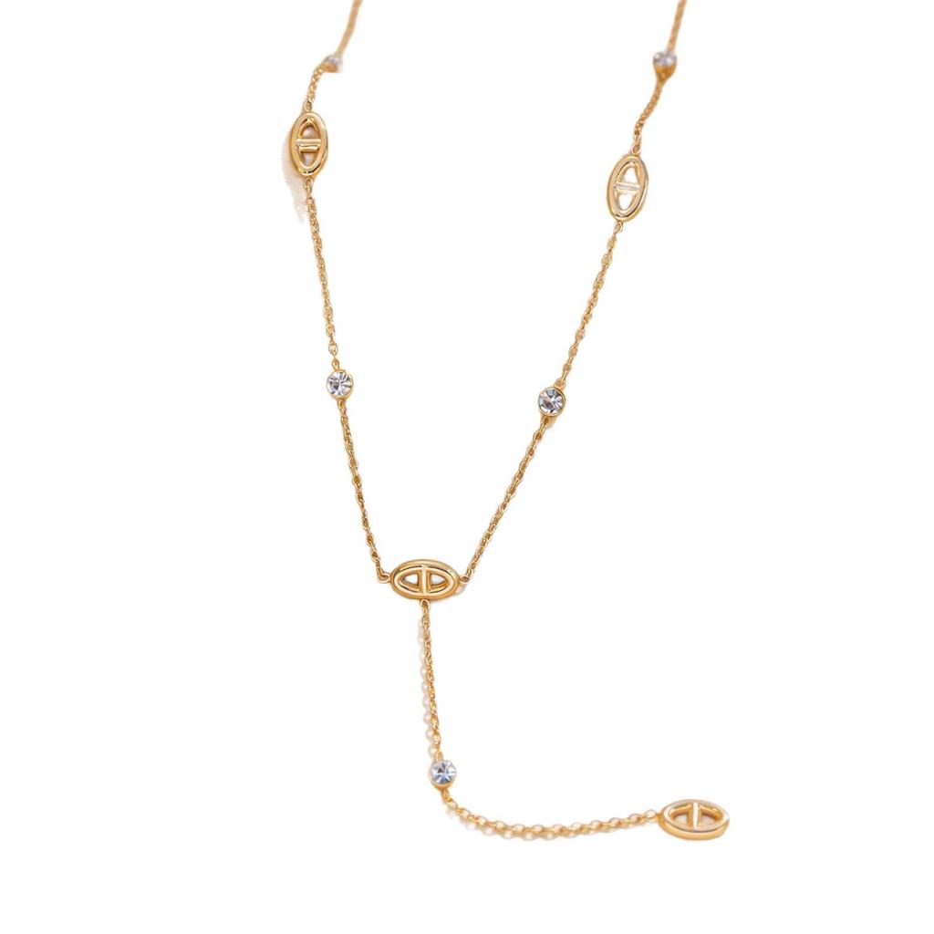 European & American Luxury Double Layer Tassel Titanium Necklace for Women - Elegant Autumn/Winter Clavicle Chain