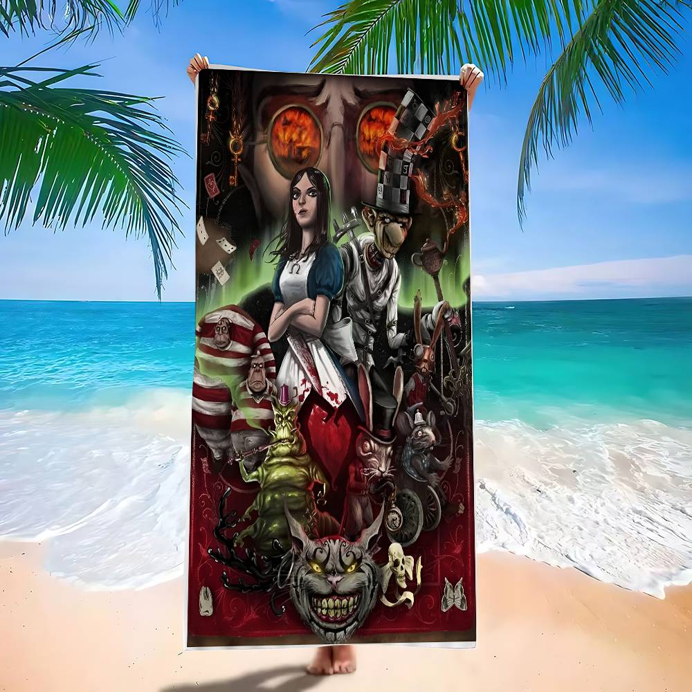A-Alice M-Madness R-Returns Anime Beach Swimming Towel Soft Absorbent Washcloth Children's Gifts for Kids Travel Camping Gym