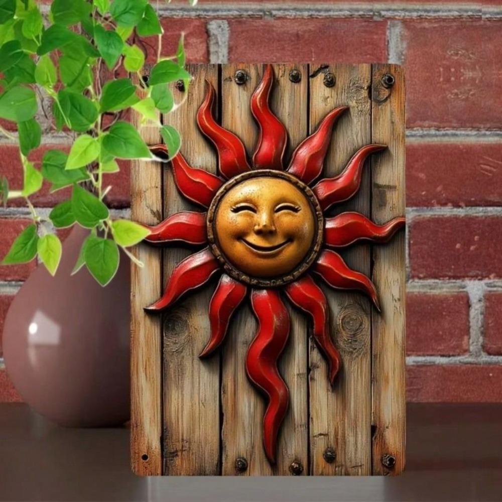 Vintage Metal Poster Sun Wall Art Decor Handmade Garage Man Cave Tin Sign