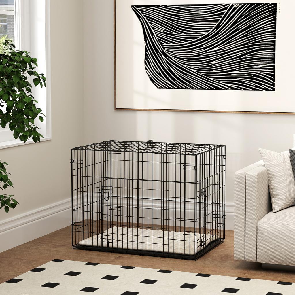 Dog Crate Foldable for Small Dogs 75 x 48.5 x 53 cm Black