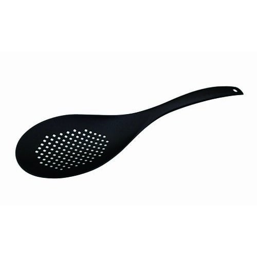 Suncraft Slotted Cooking Spoon, Colander Shape, Glass Fiber Reinforced Nylon, Dishwasher Safe, Black, GF-06B