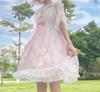 Lady Lazy Lolita Jumper Rock Cosplay Kleid, Knielang, Katzenmuster (Rosa)