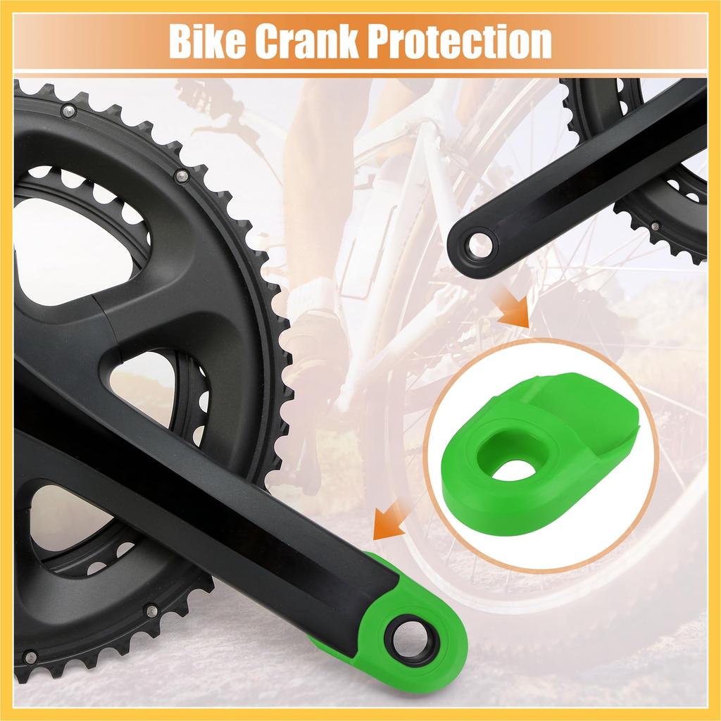 BULLSPANN 2pcs Soft Plastic Bicycle Cycling Crank Boot Protector Mountain Bike Sleeve Crank Arm Cover Protection Green