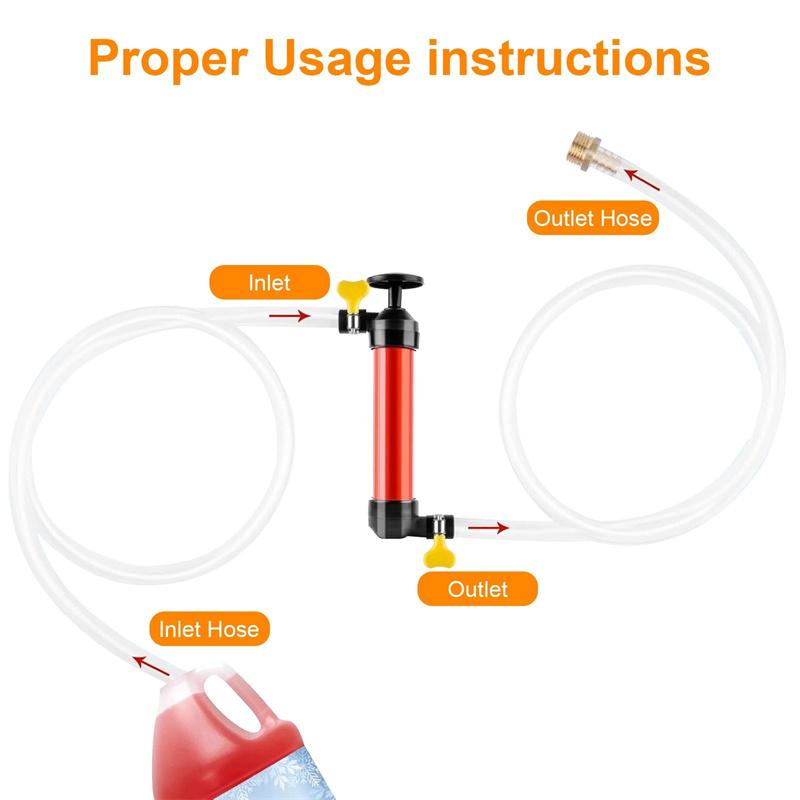 Kit de Bomba Manual Sifão Anticongelante para RV Bomba de Transferência de Líquidos Com Duas Mangueiras de PVC Transparentes de 1 Metro Para Gasolina, Óleo e Fluidos