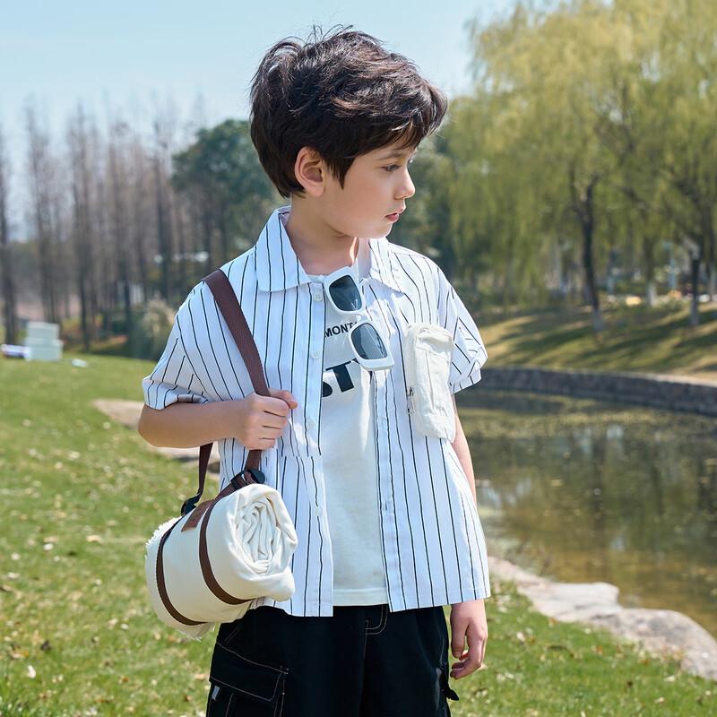 Montagut Boys' Striped Short-Sleeve Summer Shirt