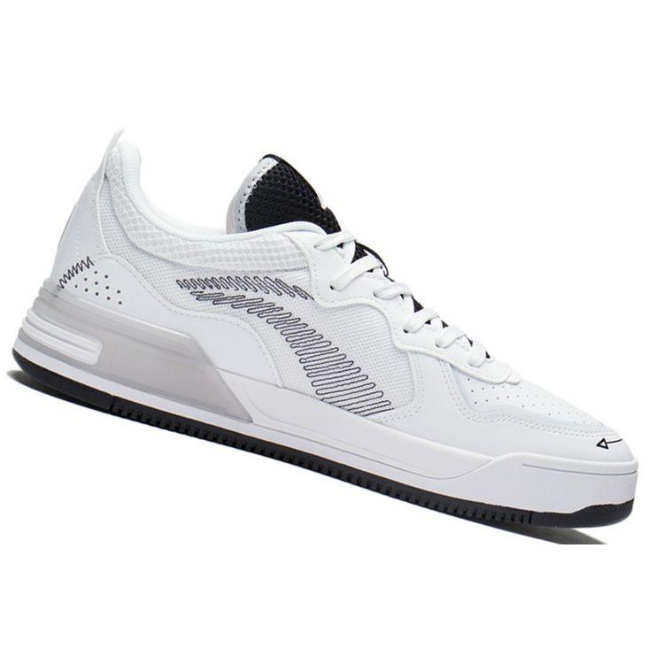 Li Ning We I V1 Fabric Synthetic Leather Slip Resistant Durable Lightweight Low Top Skate Shoes Men Skate Shoes White Black AGCS029-5