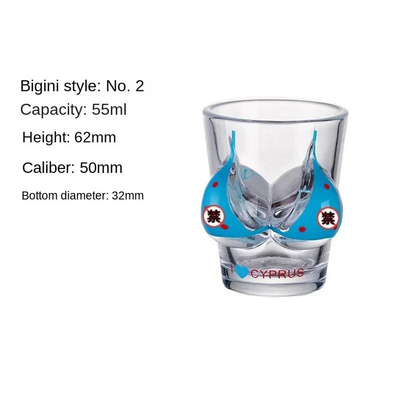 Hand Painted Pattern Glass Cup for Women, Small Wine Cup, Durable Human Bikini, Shot Glass