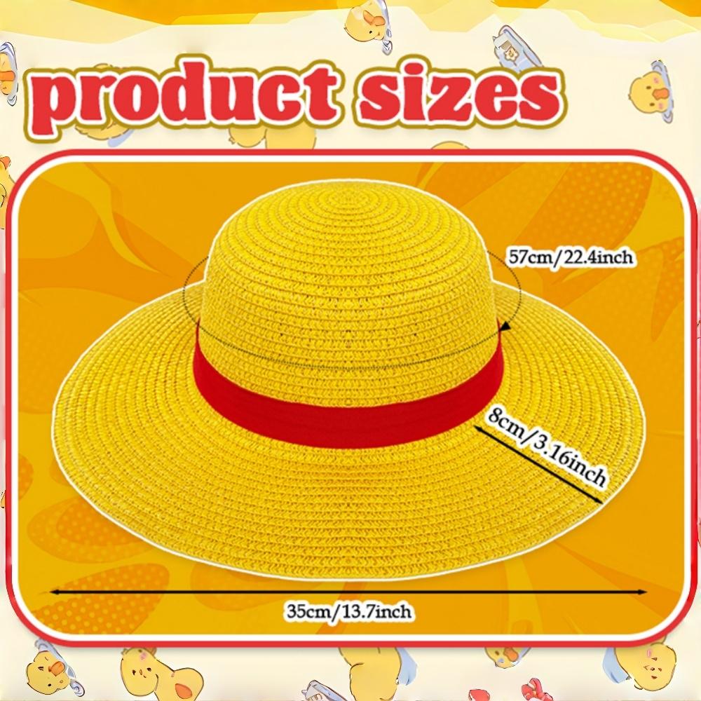 Anime One Piece Luffy Straw Hat Monkey D Luffy Adult Cosplay Weave Yellow Straw Hat Beach Hats Halloween Party Costume Prop
