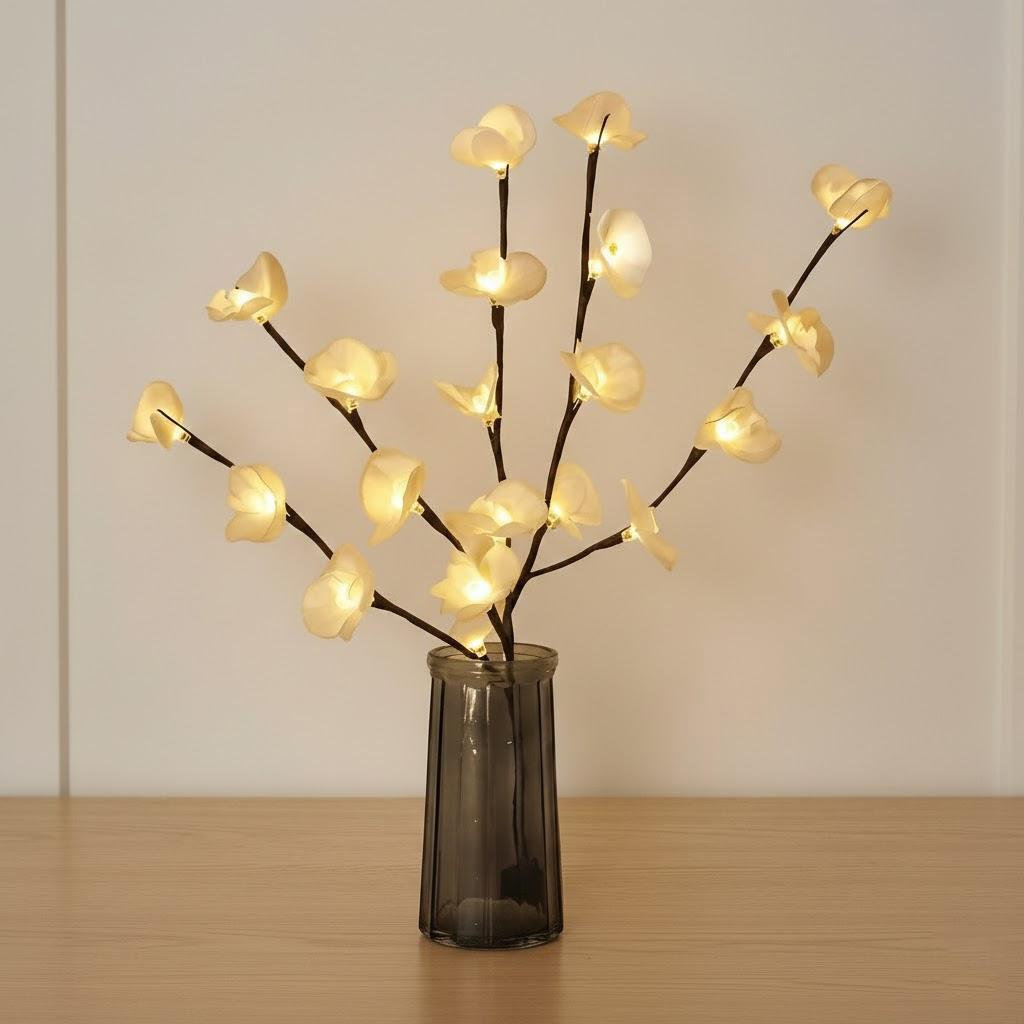 

LED Decorative Butterfly Orchid Branch Lights Christmas Holiday Home Bedroom Night Battery Operated Lighting белый