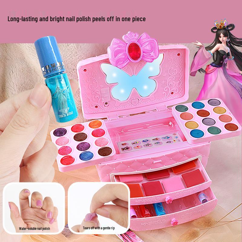 Ye Luoli Washable Girl's Makeup Set: Dress-Up Toy with Eyeshadow & Lipstick